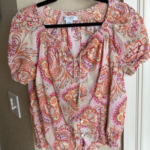 Liz Claiborne Pink and Orange Paisley Blouse